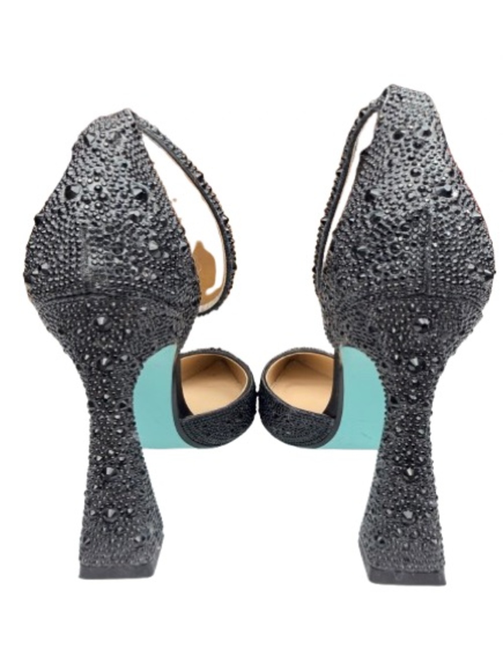 Betsey Johnson Ramsy Black Rhinestone Ankle Strap Pumps Heels 7.5M 4” Heel - Picture 7 of 13